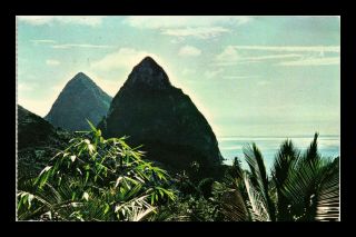 Dr Jim Stamps Gros Petit Pitons Mountains St Lucia British West Indies Postcard