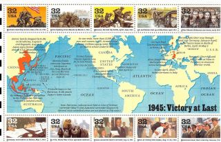 Us History 1995 Scott 2981 32c Wwii 1945: Victory At Last 10 Mnhvf Stamp Sheet