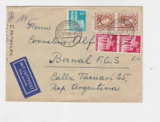 Germany 1949 Eight Stamps,  One Tax Stamps On Cover To Argentina 4
