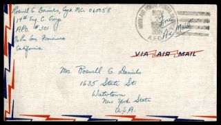 Apo 358 19th Eng C Corp San Francisco Ca Nov 7 1950 Franked Air Mail
