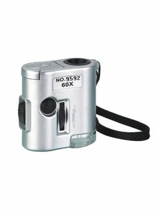 Ckstamps: 60x Pocket Mini Magnifier Microscope Loop W/led Uv Light (color:silver