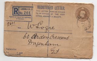 1949 Gb Kgvi Registered Cover Billingsgate To Dagenham