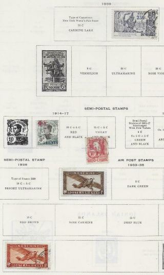 5 Indo - China Stamps W/back Of Book From Quality Old Album