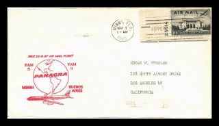 Dr Jim Stamps Us Monarch Size Cover Miami First Flight Air Mail Buenos Aires