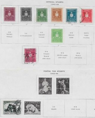 9 Croatia Official & Postal Tax Stamps From Quality Old Album 1942 - 1944