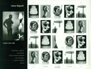 Us: 2004 Isamu Noguchi - Art Sculpture; Complete Sheet Sc 3857 - 64; 37 Cents