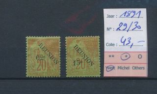 Lk80558 France Reunion 1891 Overprint Fine Lot Mh Cv 43 Eur