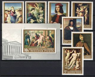 Two In One - Hungary 1968.  Paintings V.  Set,  Sheet Garniture Mnh