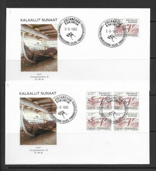 Greenland - 1982 Millenary Issue I,  2 X Fdc With Block Of 4 & Single - Vfu