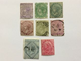 Old Stamps India X 8 Q.  V.