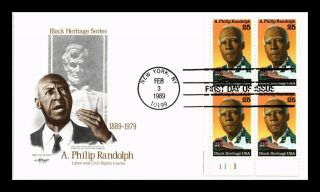 Us Cover A Philip Randolph Civil Rights Leader Black Heritage Fdc Block
