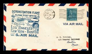 Dr Jim Stamps Us Demonstration Flight York Air Mail Cover Boston 1946