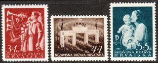Stamp Croatia Sc B013 - 5 1942 Wwii 3rd Reich Ndh Welfare Triumphal Arch Mh