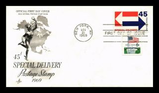 Dr Jim Stamps Us 45c Special Delivery Dual Franked First Day Cover Art Craft