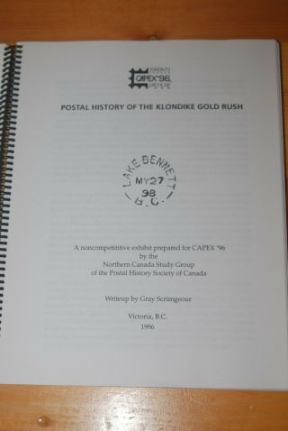 Weeda Literature: Postal History of the Klondike Gold Rush,  Scrimgeour 1996 2