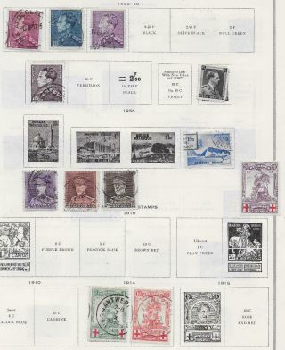 12 Belgium Stamps W/semi - Postal From Quality Old Album 1914 - 1938