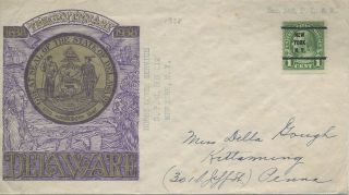 1938 York Ny Precancel On 1c Ben Franklin L.  W.  Staehle Delaware Cachet For H