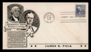 Dr Who 1938 James K.  Polk Prexie Fdc C.  Stephen Anderson C106629