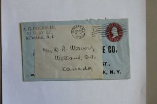 Stamp Dealer: A.  C.  Roessler,  1912 To Canada.  On Re - P S Envelope.