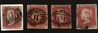 4x 1841 Gb Qv 1d Red Sg8,  Sg8a & Sg9 Fine Use,  Letters (lb - Ia - Ch) Cat £150,