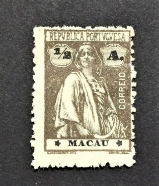 Macau Macao 1913 Ceres ½ A Stamp Sc 210 Hinged Overprint Portuguese Colony