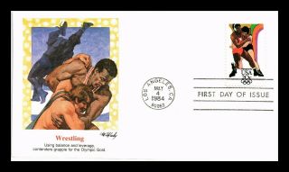 Dr Jim Stamps Us Olympic Games Wrestling First Day Cover Los Angeles