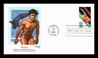 Dr Jim Stamps Us Diving Olympics First Day Cover Los Angeles Fleetwood