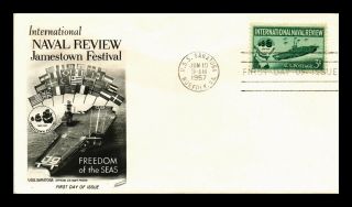 Dr Jim Stamps Us Naval Review Jamestown Festival Fdc Naval Cover Scott 1091