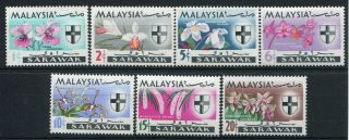 Weeda Malaysia - Sarawak 228 - 234 Mnh 1965 Issue Orchid Types Cv $8.  45