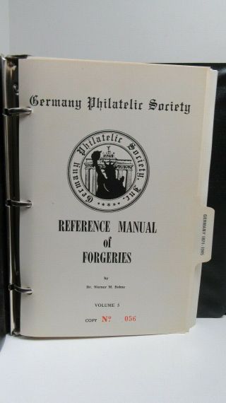 Bohne: Reference Manual of Forgeries,  13 Vols.  1975 Germany Philatelic Soc.  56 9
