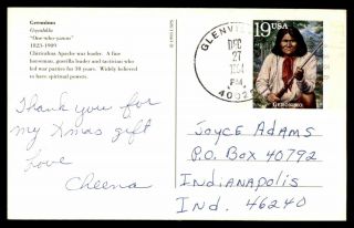 Mayfairstamps Us 1994 Geronimo Glenview To Indianapolis Postal Stationery Card W