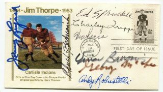Dh - Usa 1984 Football Fdc - Signed By Eight Diff Players - Inc Charlie Trippi