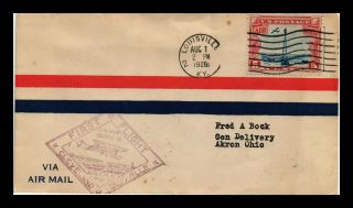 Us Cover First Flight Cam 16 Air Mail Louisville Kentucky Akron Ohio
