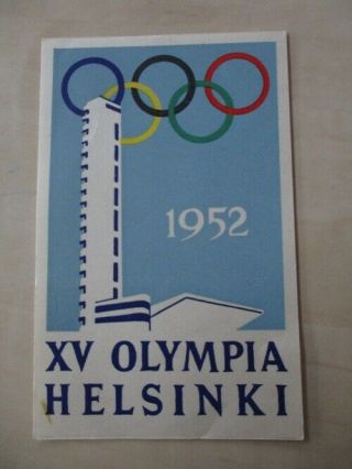 2971) Old Poster Stamp Olympic Games Xv Olympia Helsinki 1952