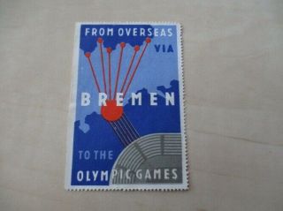 2968) Old Poster Stamp Olympic Games From Overseas Via Bremen To The O.  Games