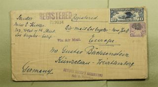 Dr Who 1928 Los Angeles Ca Registered Airmail To Germany E54180