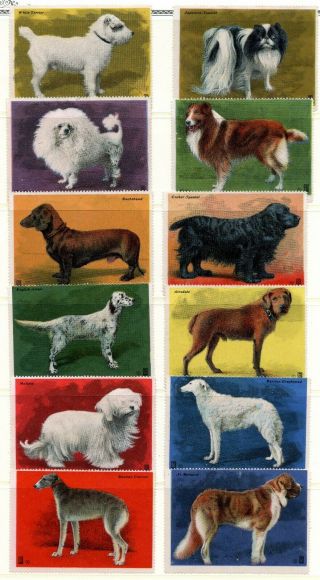 Usa Poster Stamps Complete Set Of 12 Dogs Picture Paster Publishing Cc 1915