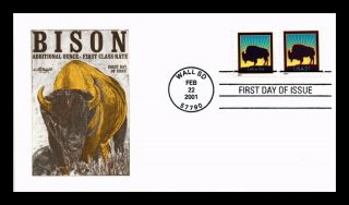Dr Jim Stamps Us Bison Combo First Day Cover Wall South Dakota