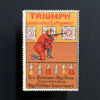 Poster Stamp Germany Triumph Air Rifle Suftgewehr Gewehr Label • Cinderella