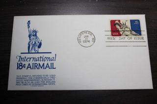 Fdc Anderson Cachet C87 Statue Of Liberty 1974 International Air Mail Ny U/a