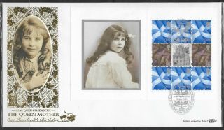 Gb Fdc 2000 Benham Gold 500 Series 189 Queen Mother 100th Psb Set Of 4 Covers