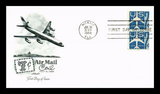 Dr Jim Stamps Us Air Mail 7c Jet Silhouette Coil First Day Cover Pair Scott C52