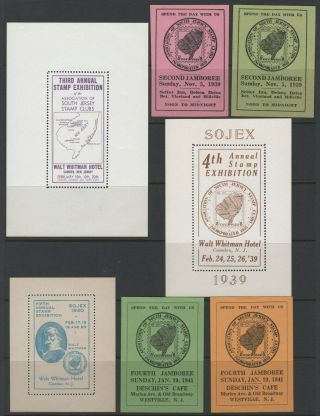 " Sojex " Stamp Exhibition - 20 Souvenir Sheets & Show Labels 1938//1949