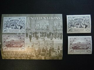 Wpphil Us Stamps 1995 United Nations 50th Anniversary Set Of 2,  Sheet