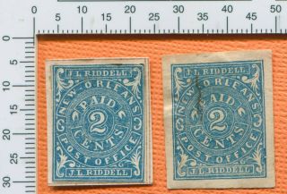 2 Us Csa La Orleans Po 2c Riddell Confederate Provisional Counterfeit Stamp