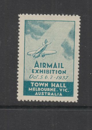 Australia 1937 (-) Green Airmail Exhib Vignette/cinderella - Frommer Cat 54a - Lhm