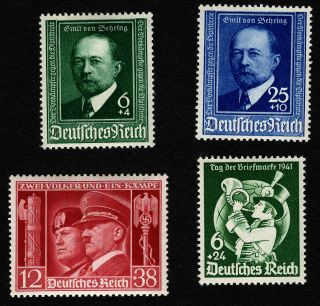 Opc 1940 - 1 Germany Semi - Postals Sc B186 - 7 B188 B189 Hinged 38208