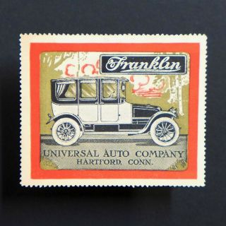 Poster Stamp Usa 1914 Franklin Automobile Advertising Label • Cinderella