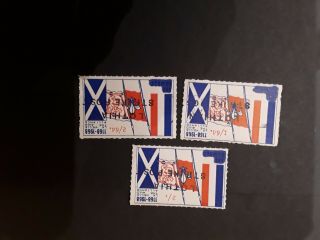 1971,  Gb,  Lothian Strike Mail,  X3 Cinderella Stamps,  Different Values.