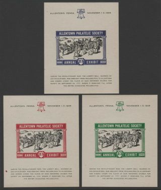 " Allentown Philatelic Society " Annual Exhibit - Allentown Pa 1946 - 3 S/s